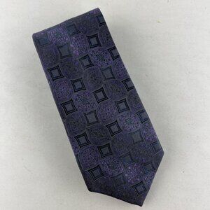 Croft & Barrow Purple Square Design Necktie Tie Silk